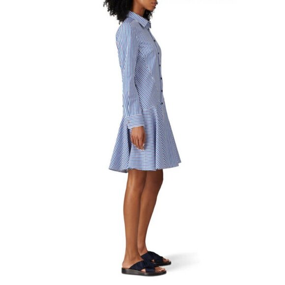 💕DEREK LAM💕 Blue Pin Stripe Shirtdress ~ Blue White 40 EUC Minimalist Chic - Picture 4 of 13